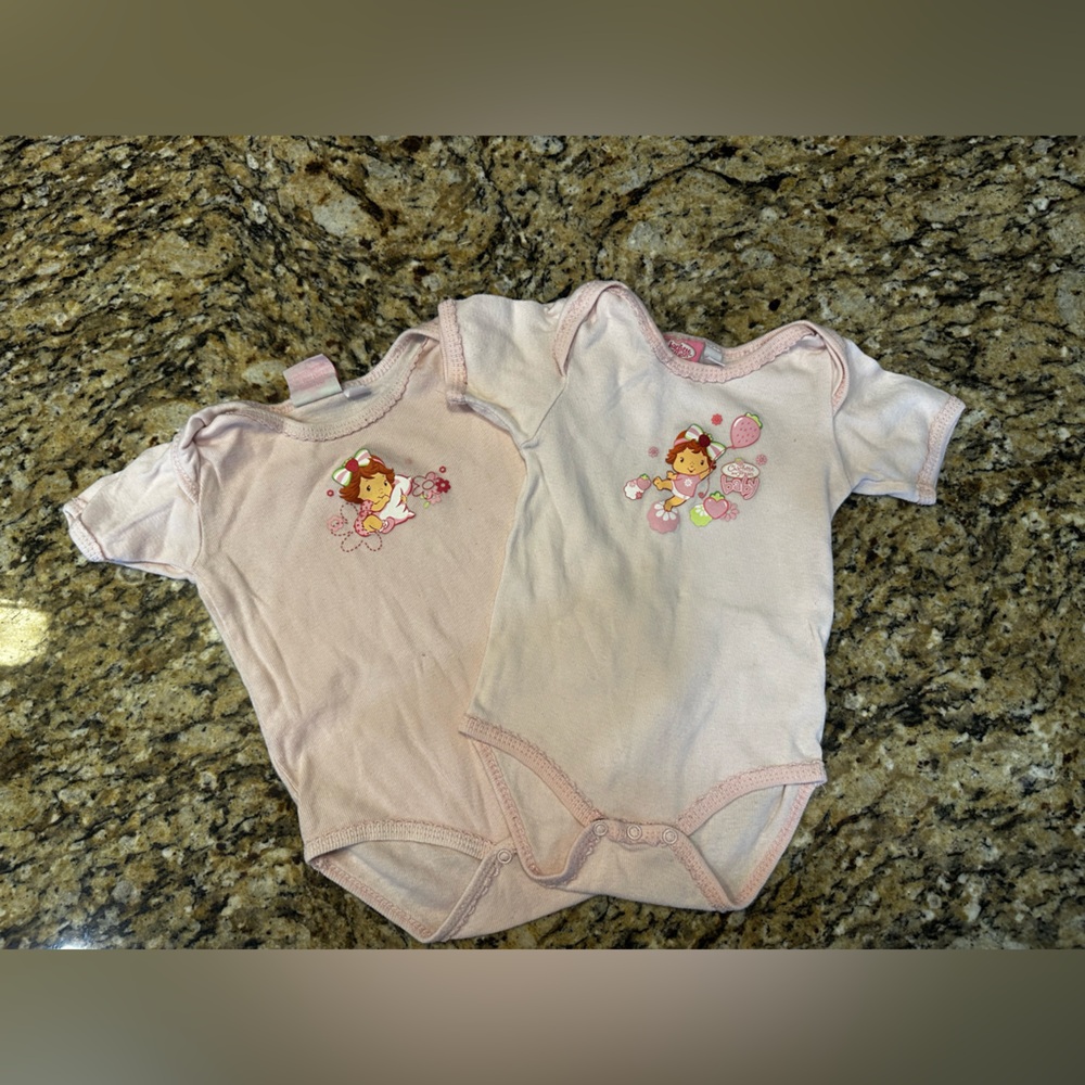 Charlotte Russe Light Pink Strawberry Girl Short Sleeve One-Piece (2-pack)